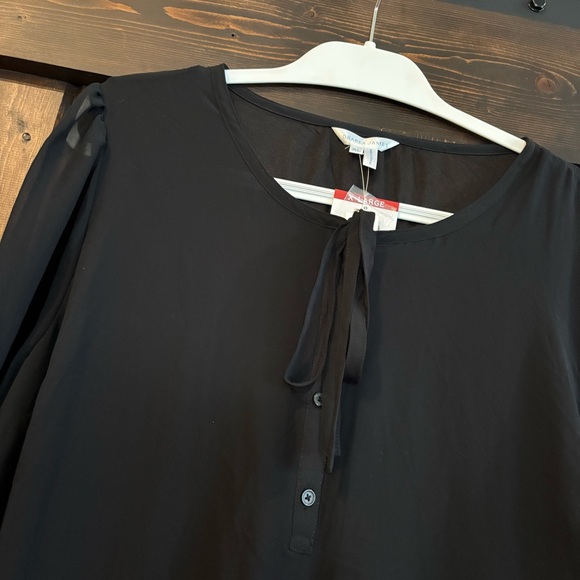 NWT Draper James Black Tie Neck Flounce Shift Long Sleeve Dress XL - Picture 3 of 11